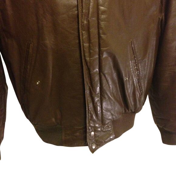 Vintage Members Only Leather Bomber Jacket Mens 42 Sherpa Lining - Picture 9 of 10